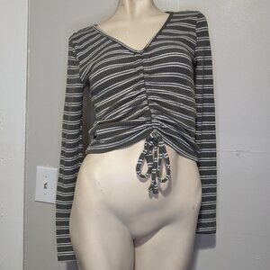 Rue21 Soft Striped Sweater with Ruched Front M GUC
